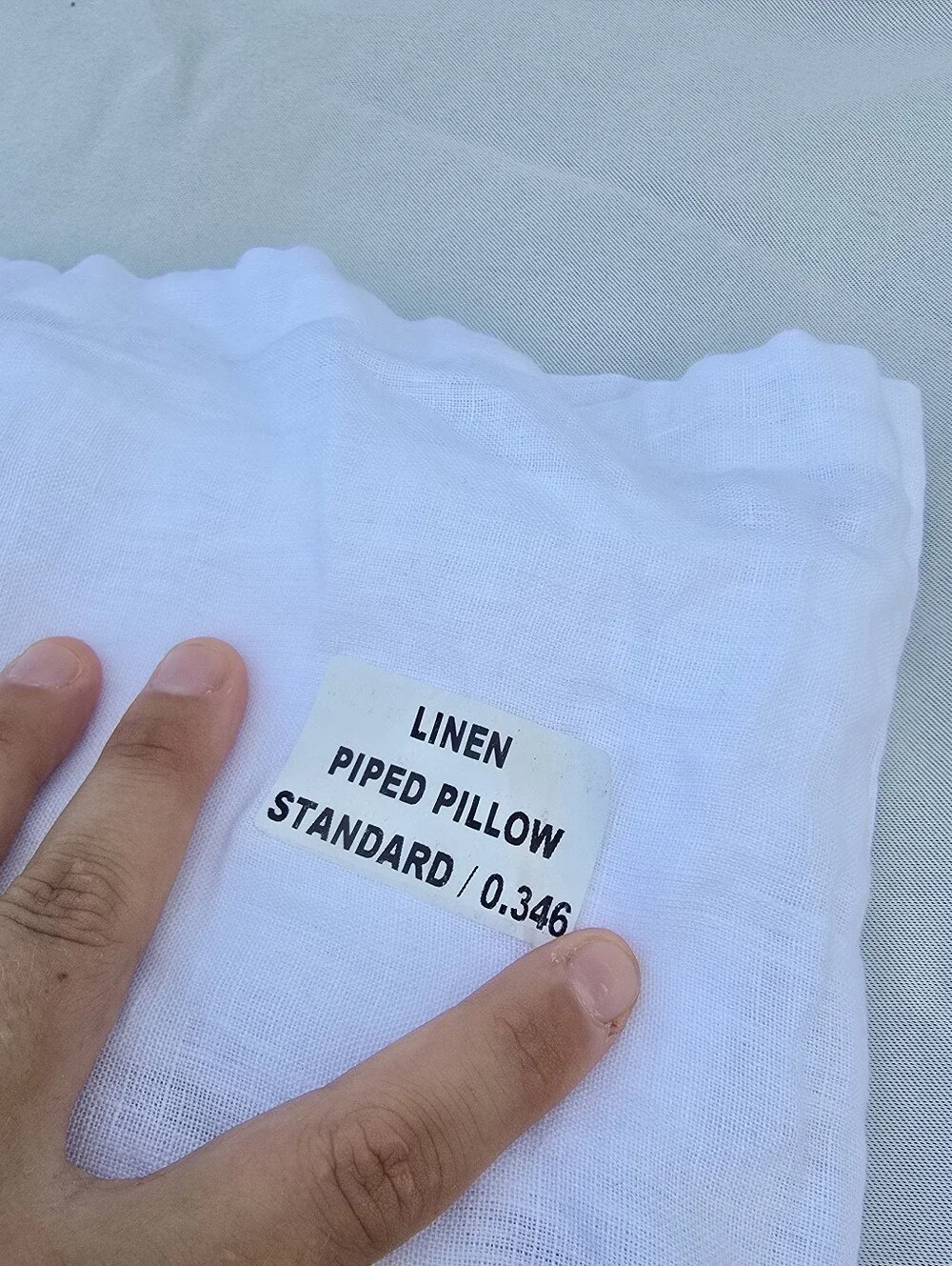 Quince Set Of 2 100% European Linen STANDARD white Toffee Piped Pillow Case